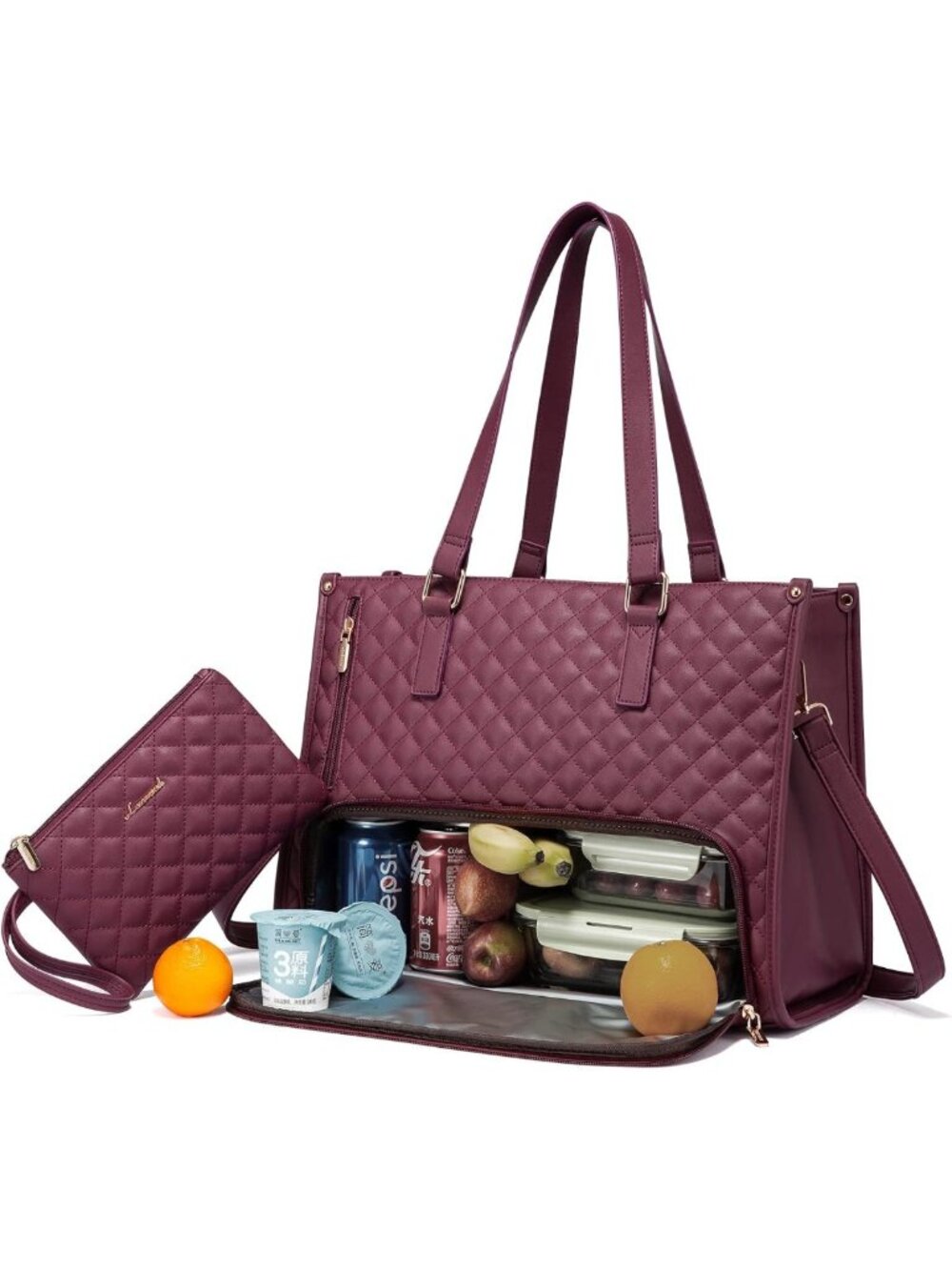 Stylish Insulated Lunch Tote Bag for Women, Large Capacity Laptop Handbag, Work
